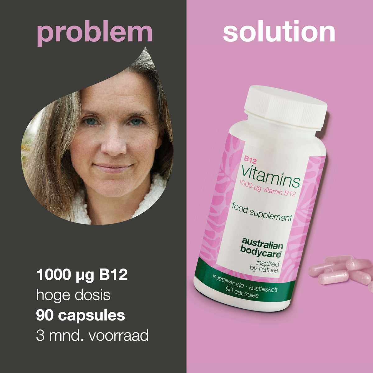 Vitamine B12 Voedingssupplementen– 90 Vegan Capsules, 1000 µg — Vitamine B12 met 1000 µg per capsule. 90 vegan capsules – ideaal voor 90 dagen. Ondersteunt energie en een plantaardig voedingspatroon.
