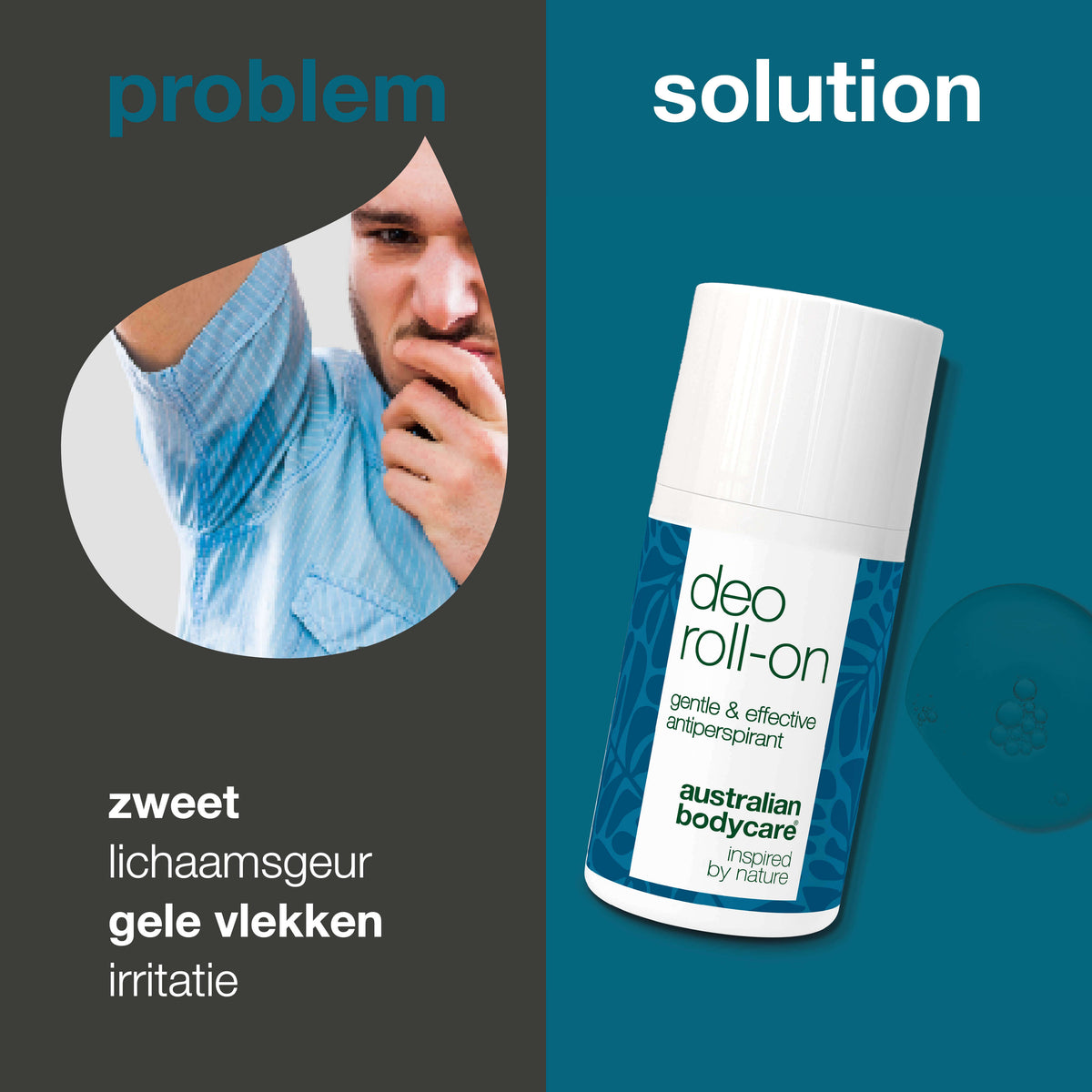Antitranspirant deodorant tegen zweet en geur — Biedt effectieve bescherming tegen overmatig zweten en ongewenste geurtjes, zonder vlekken op kleding achter te laten.