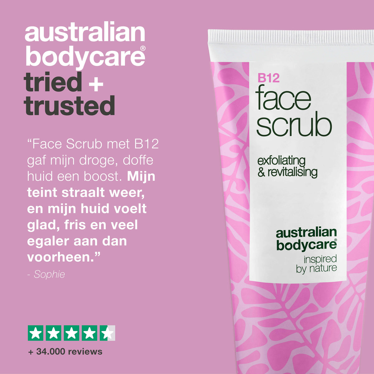 Gezichtsscrub voor doffe huid – met B12 en fruitzuren — Gezichtsscrub voor doffe huid. Met vitamine B12, glycolzuur en abrikozenpitten voor een gladdere, stralende huid.