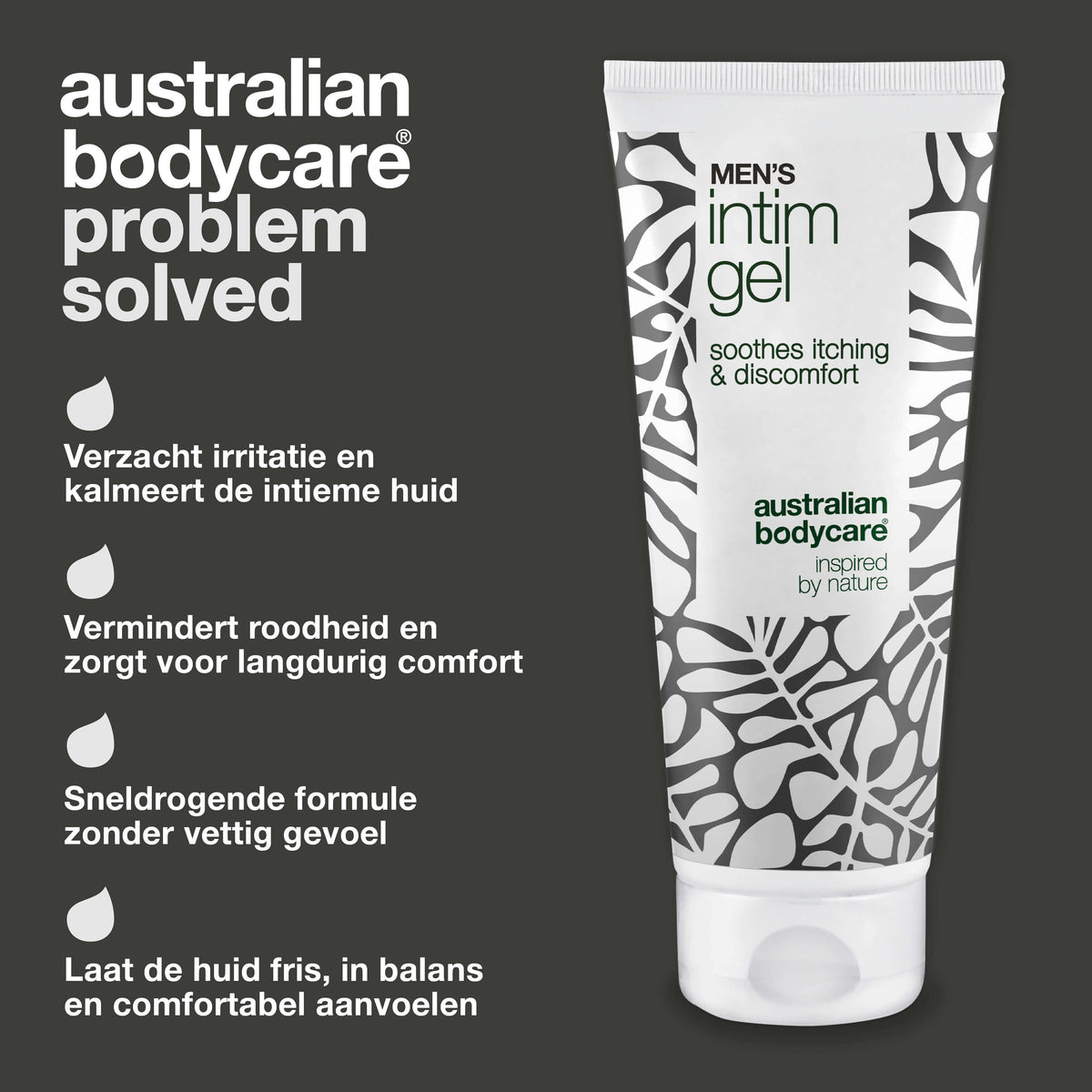 Intieme gel voor mannen – Verlicht jeuk en irritatie — Zeg jeuk en ongemak vaarwel met Men’s Intimate Gel. Houdt de huid fris en in balans met een niet-vette, snel absorberende formule.