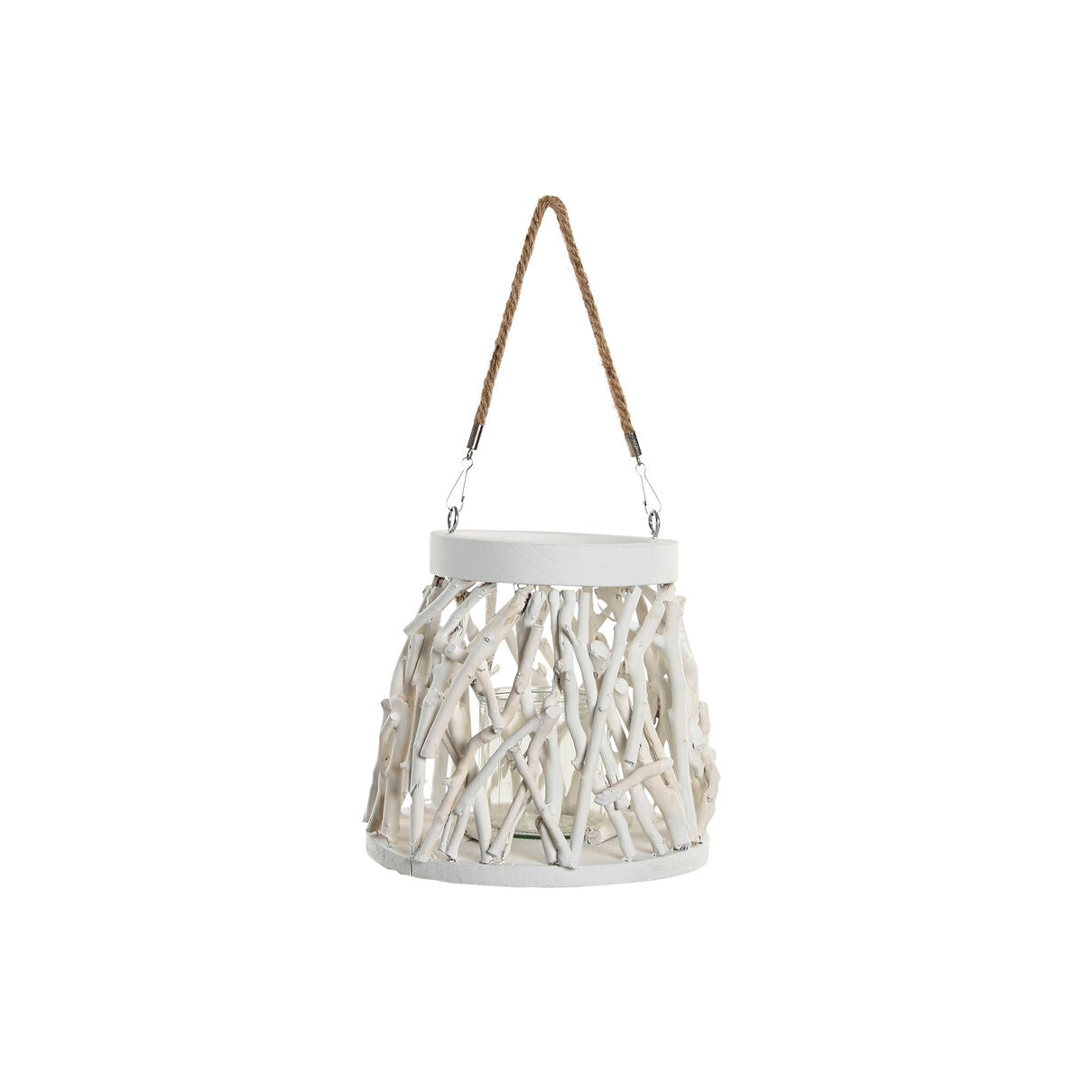 Candleholder Home ESPRIT White Wood Crystal 35 x 35 x 32 cm (2 Units)