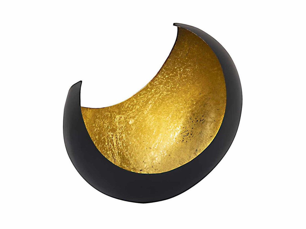 Fyrfadsstage – Moon, sichelform sort mat med guld