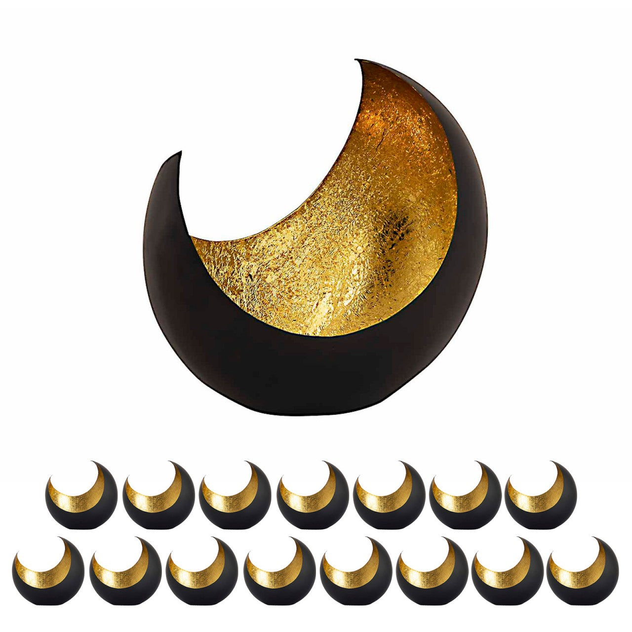 Fyrfadsstage sæt 16 stk. – Moon, sichelform sort mat med guld