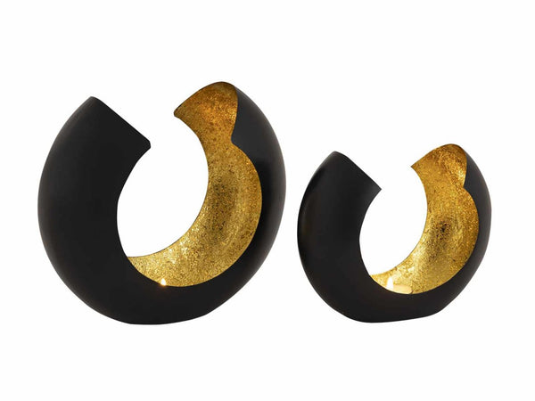 Fyrfadsstage sæt 24 stk. – Omega, sort mat med guld