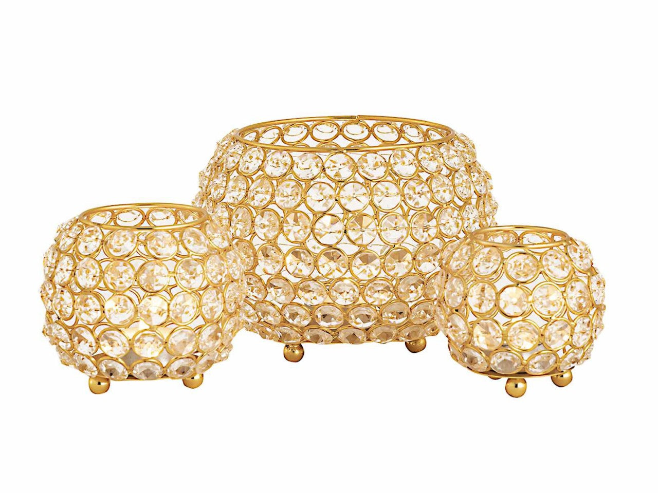 Kerzenhalter 24-teilig Set 3 x 8 VE Teelichthalter Crystal Kerzenständer gold o. silber Vintage Kris