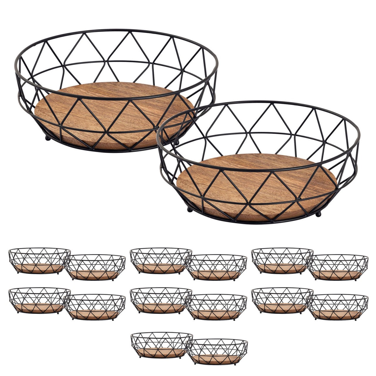 Frugtskål sæt 16 stk. ø28 cm – Neo, sort metal