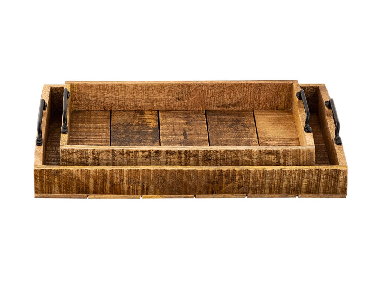 Serveringsbakke i mangotræ sæt 2 stk. 46×31 cm