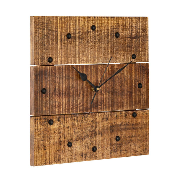 Vægur i massivt mangotræ 30×30 cm – lydløst