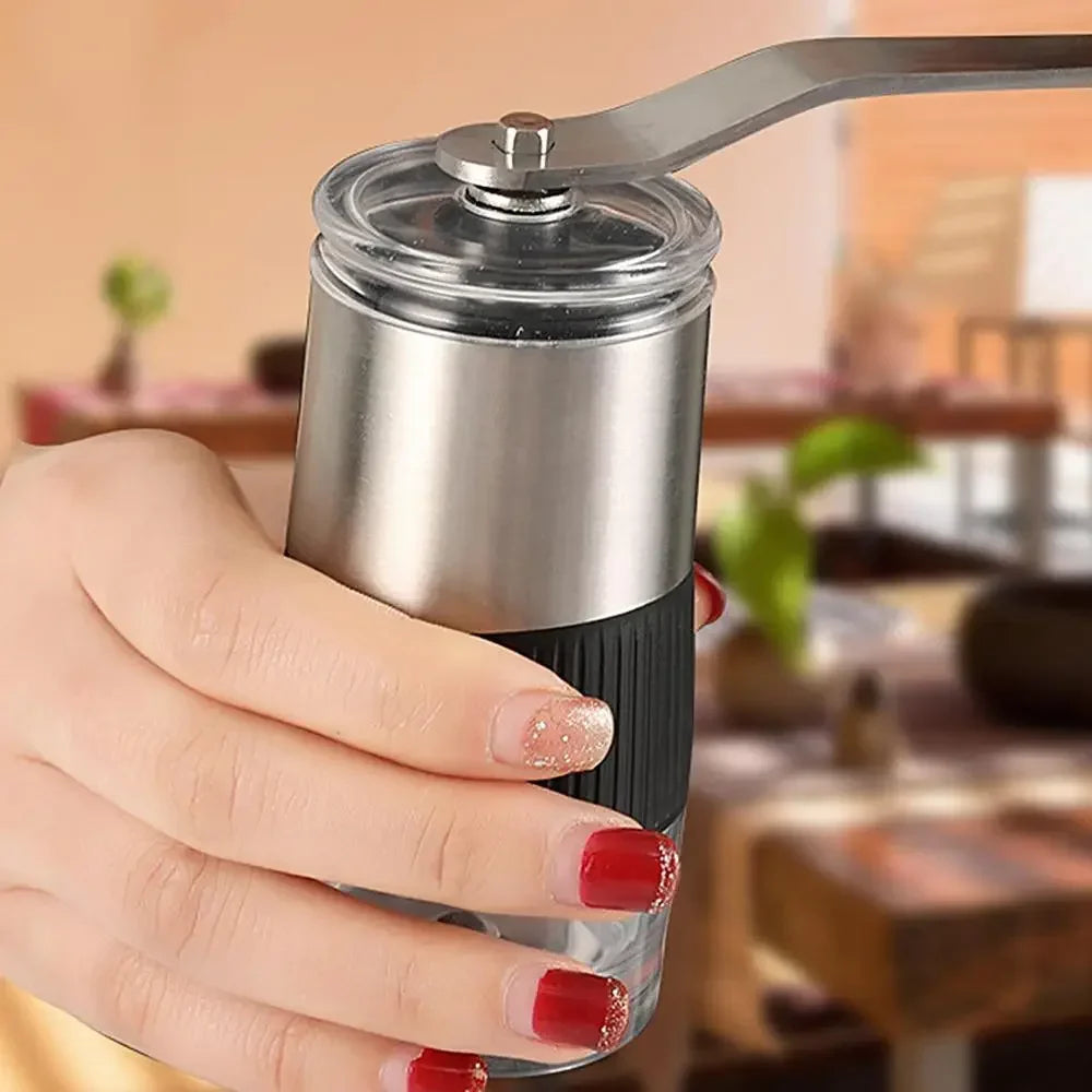 Manual Coffee Grinder Adjustable Burr Hand Coffee Grinder Black