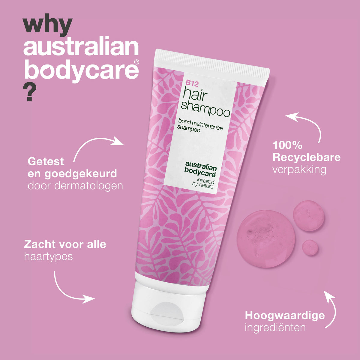 Vitamine B12 Haarshampoo – herstelt en versterkt beschadigd haar — Vitamine B12 Haarsjampoo voedt droog, beschadigd haar en beschermt met bond-effect. Bevat Vitamine B12, Elaya Renova™ en Glycerine.