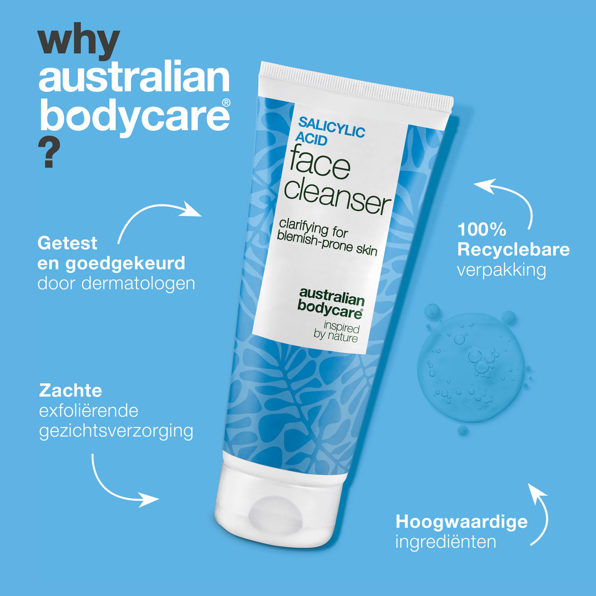 Salicylzuur Gezichtsreiniger tegen onzuiverheden — Salicylzuur Cleanser helpt tegen mee-eters, zuivert de huid en voorkomt verstopte poriën. Met Salicylzuur.