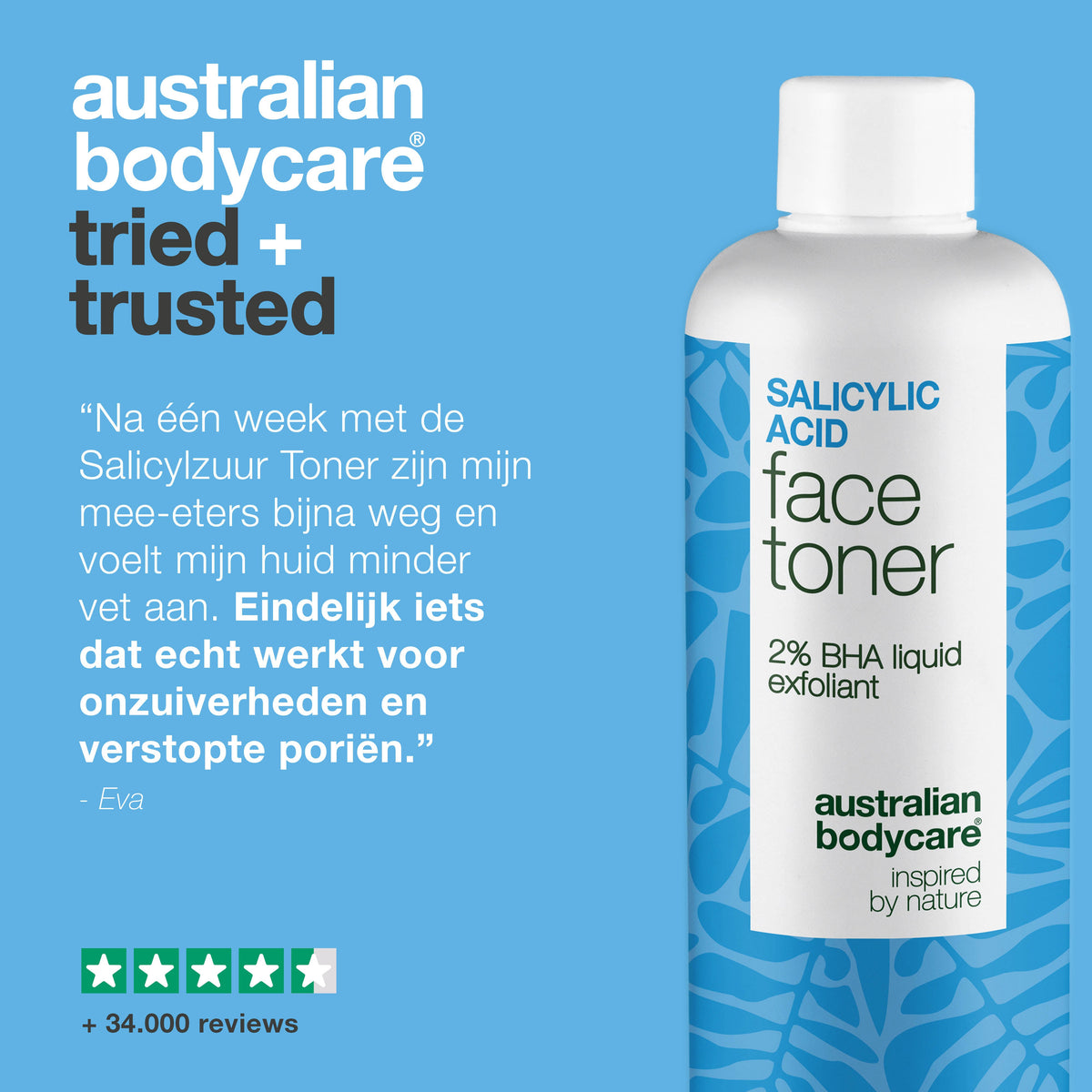 Salicylzuur-toner voor puistjes en vergrote poriën — Salicylzuur-exfoliant reinigt poriën, vermindert puistjes en verfijnt de huidstructuur. Perfect voor de dagelijkse verzorging.