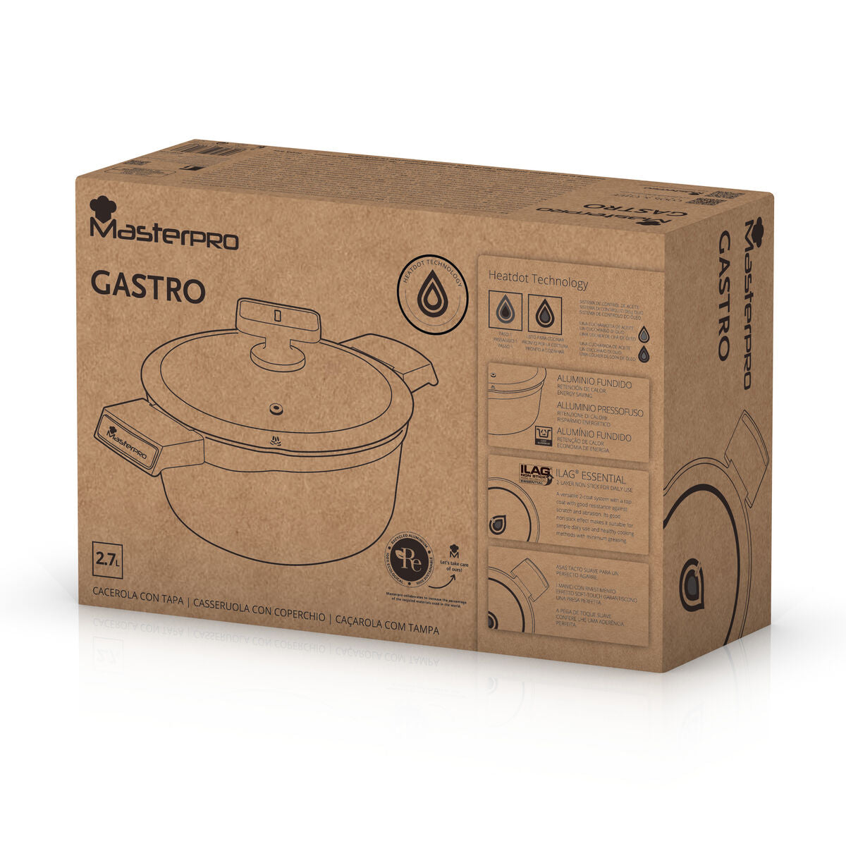 Casserole with lid Masterpro GASTRO REECO MP Black