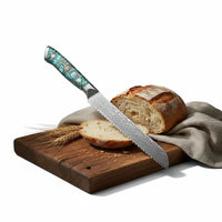 8 Inch Damascus Bread Knife  67-Layer Steel, Abalone Shell Handle