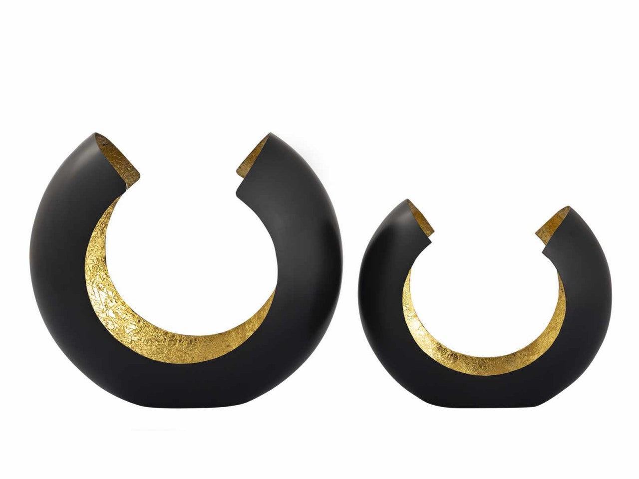 Lysestage sæt 2 stk. – Omega, sort mat med guld