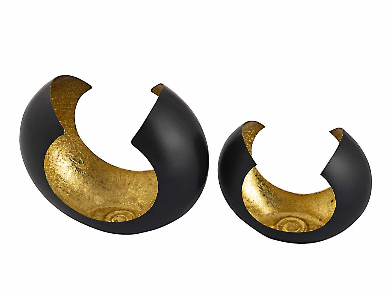Lysestage sæt 2 stk. – Omega, sort mat med guld