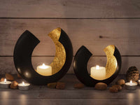 Fyrfadsstage sæt 24 stk. – Omega, sort mat med guld