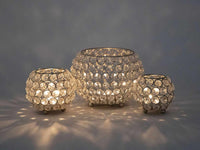 Kerzenhalter 24-teilig Set 3 x 8 VE Teelichthalter Crystal Kerzenständer gold o. silber Vintage Kris