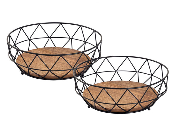 Frugtskål sæt 16 stk. ø28 cm – Neo, sort metal