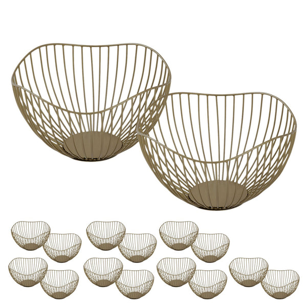 Obstschale 16-teilig Metall ø 25 H 14 cm Brotkorb Set 2 x 8 VE Obstkorb Metall schwarz o. gold Wave
