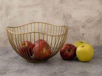 Obstschale 16-teilig Metall ø 25 H 14 cm Brotkorb Set 2 x 8 VE Obstkorb Metall schwarz o. gold Wave