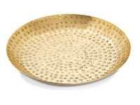 Dekorativ rundt metalbakke ø28 cm – sæt 20 stk., guld eller sølv