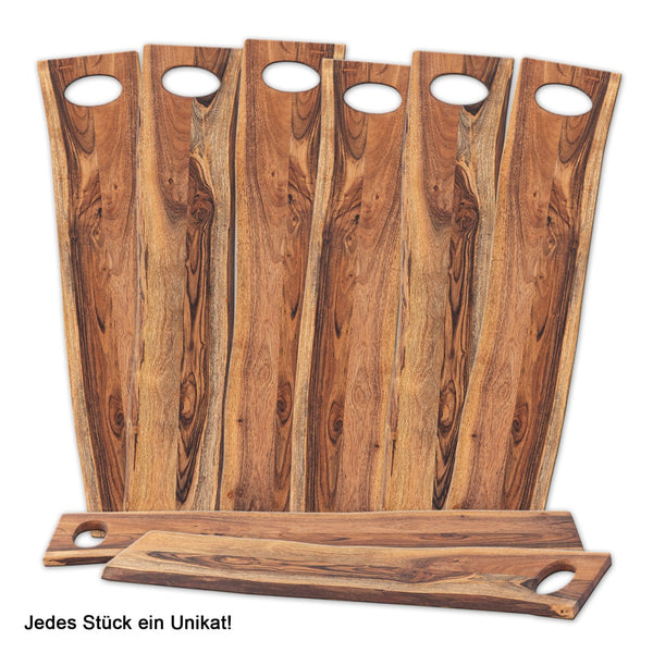 Serveringsbræt i akacietræ 70×15 cm – Thor, sæt 8 stk.