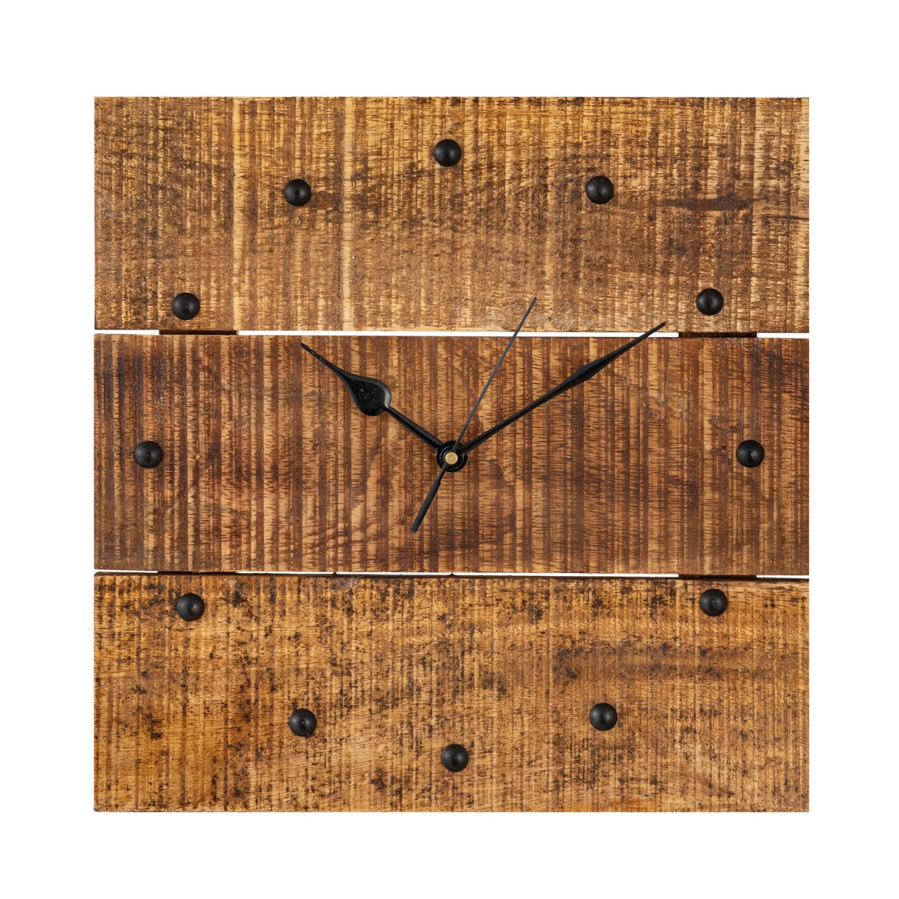 Vægur i massivt mangotræ 30×30 cm – lydløst