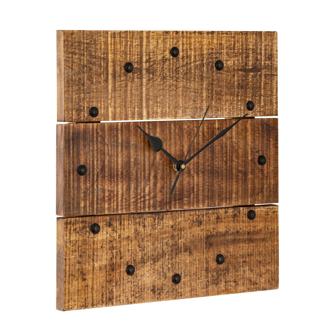 Vægur i massivt mangotræ 30×30 cm – lydløst