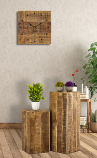 Vægur i massivt mangotræ 30×30 cm – lydløst