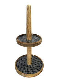 Etagere 2 etager ø30 cm – mangotræ med keramikdekor