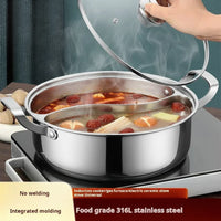 32cm 316 Stainless Steel Twin Divided Hot Pot Silver