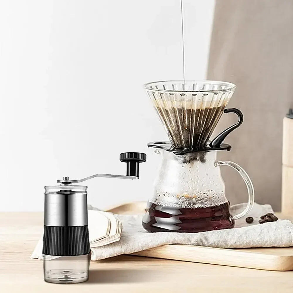 Manual Coffee Grinder Adjustable Burr Hand Coffee Grinder Black
