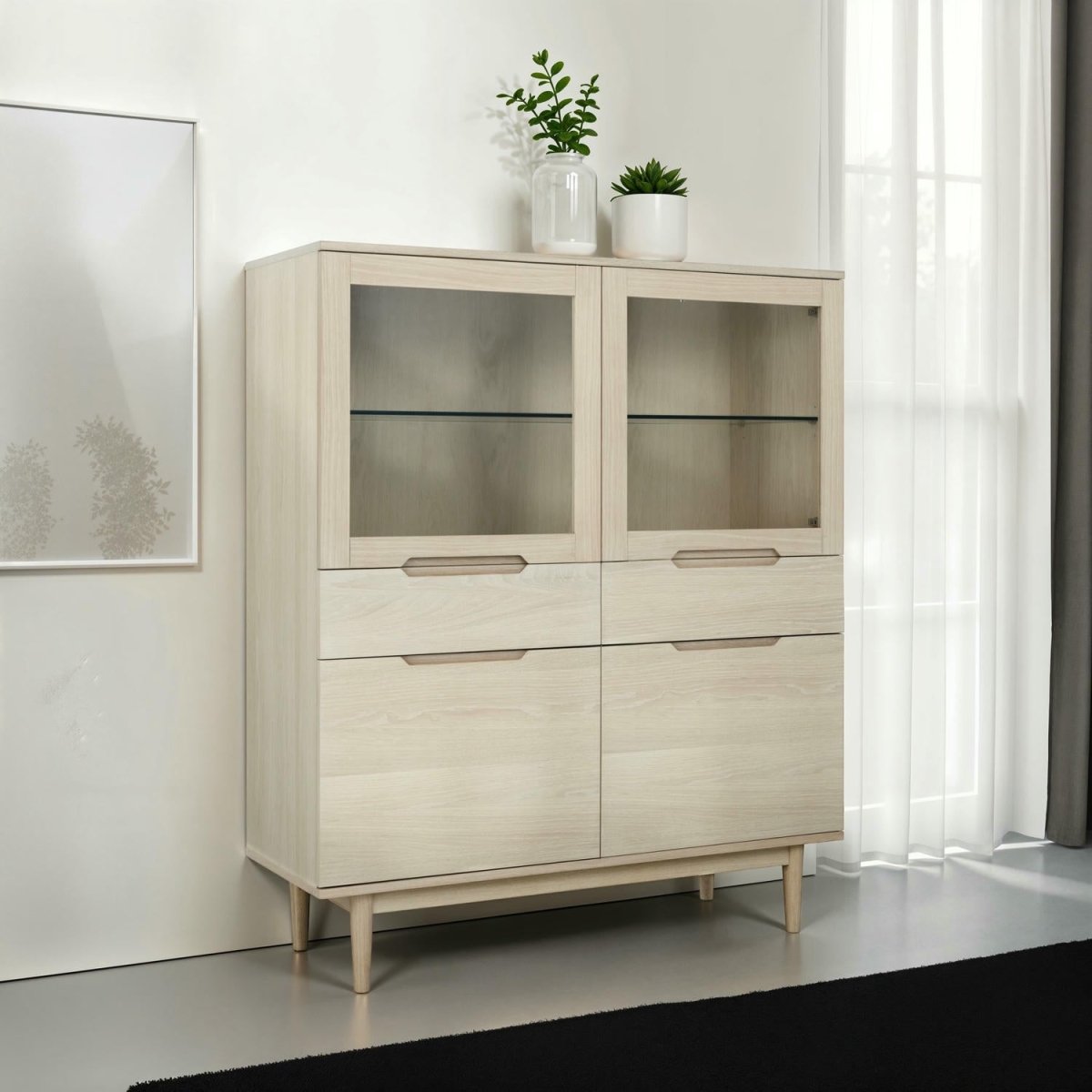 Highboard with LED Light Kerteminde - White Oil